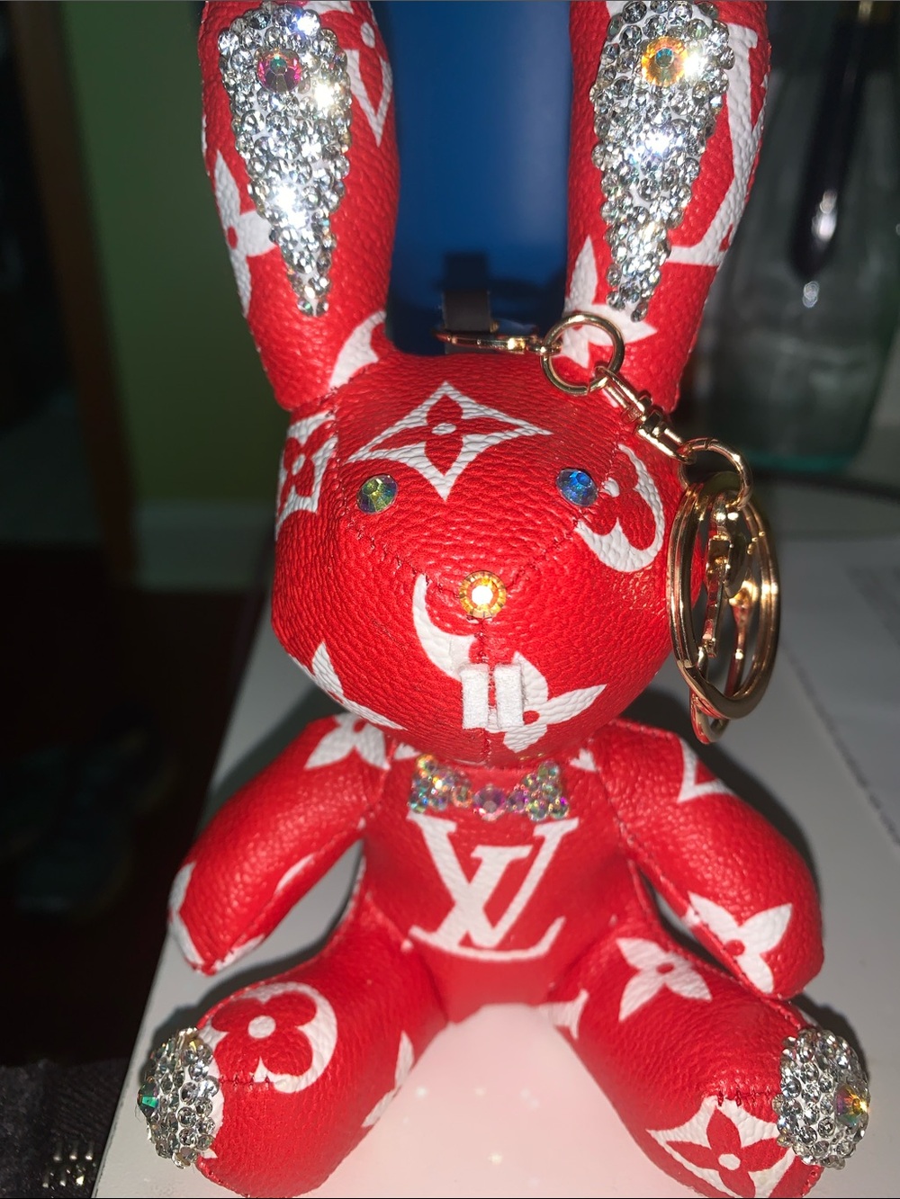 Crystal Monogram Bunny purse/bag Charm keychain